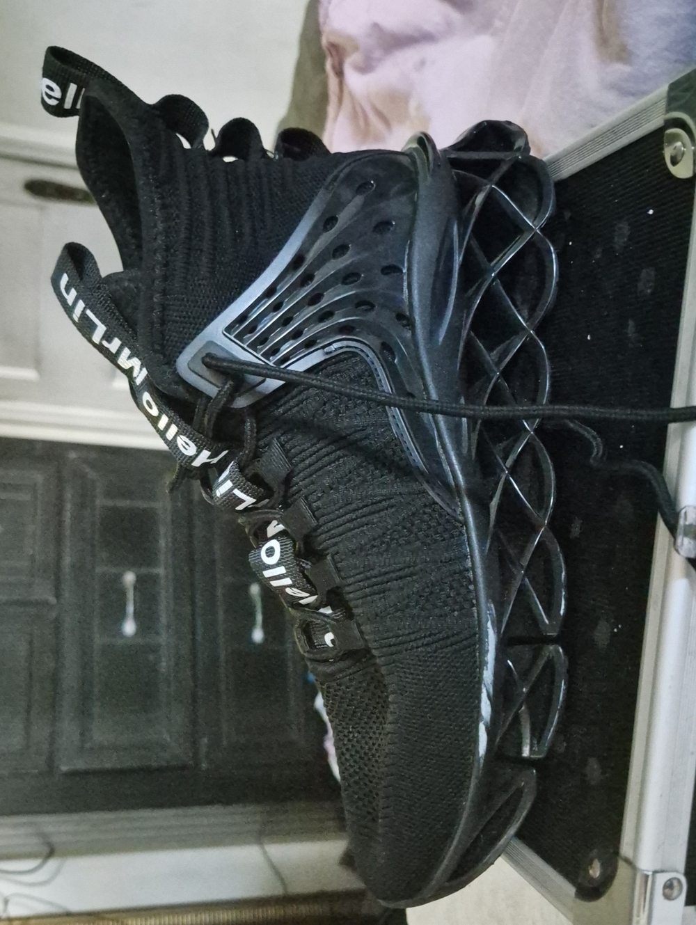 Hello MrLin Black High-Top Blade Sneaker Punk Techwear Shoes